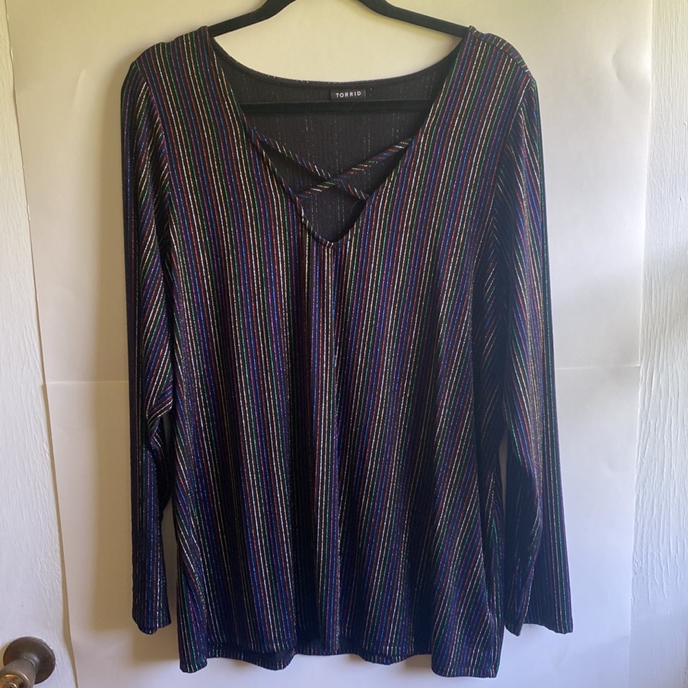 Torrid multi stripe pullover top